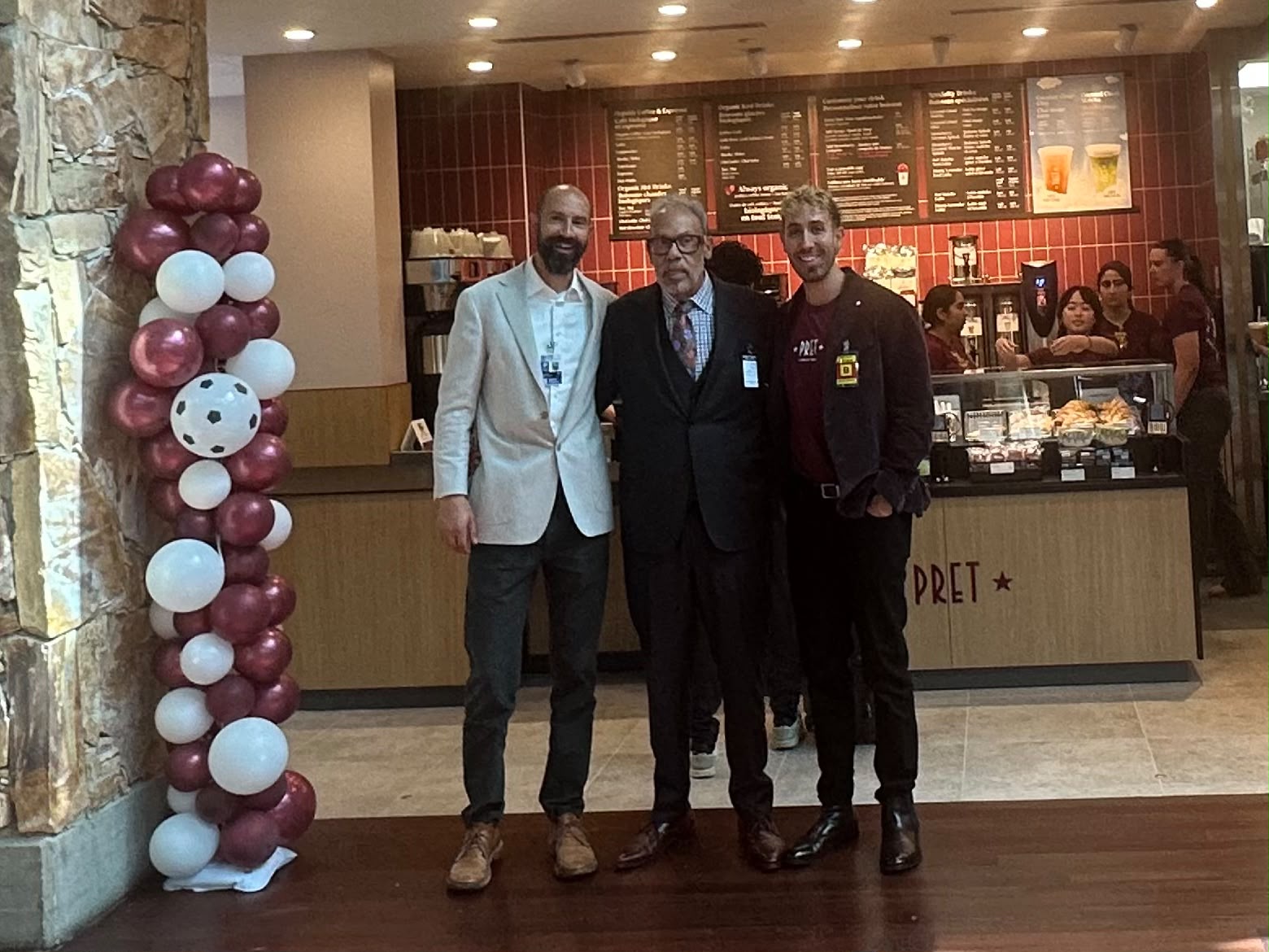 Jonathan, Roger and Joshua Milad at the opening of Pret A Manger at YVR Pier D