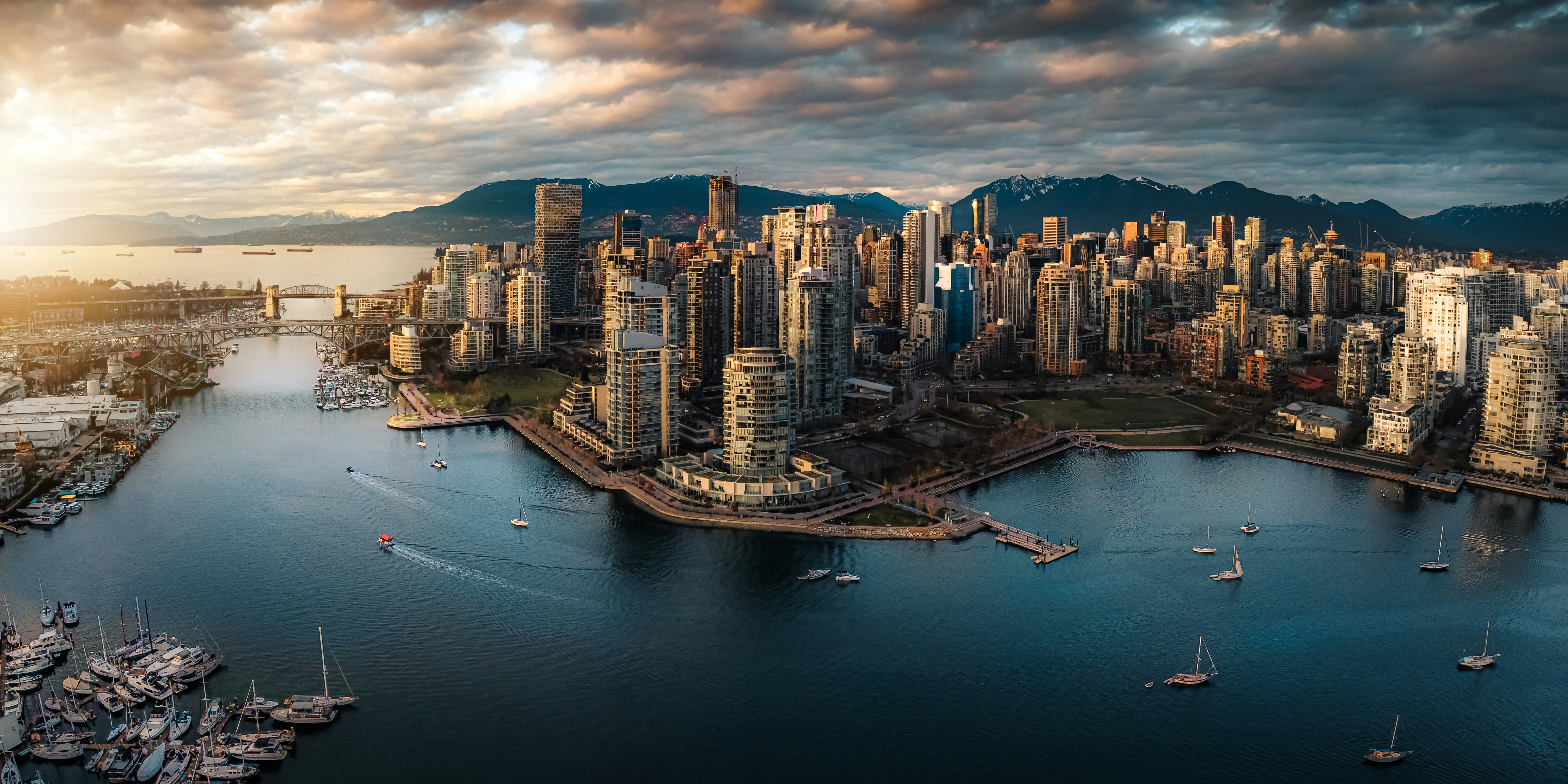 Vancouver, British Columbia skyline at sunset